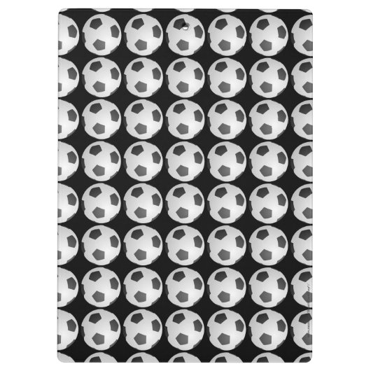 Zwart met Voetbal Patroon voor Coach, Naam, Klembord (Achterkant)