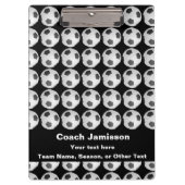 Zwart met Voetbal Patroon voor Coach, Naam, Klembord (Voorkant)