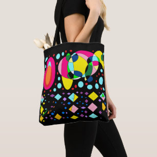Zwart met wereldbollen en diamanten in gemengde kl tote bag