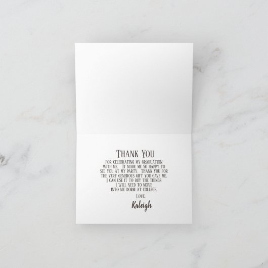 Zwart met White Blue Floral Afstuderen Hartelijk d Bedankkaart (Binnen)