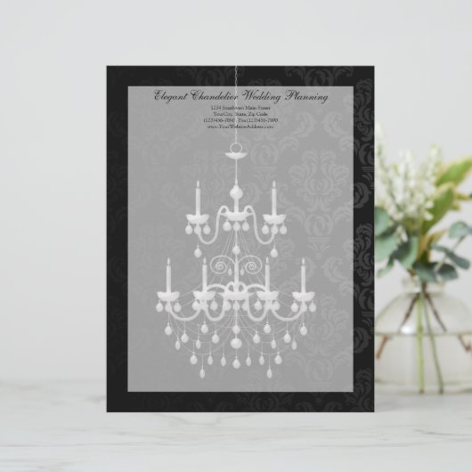 Zwart met White Chandelier Silhouette Custom Briefhoofd (Staand voorkant)