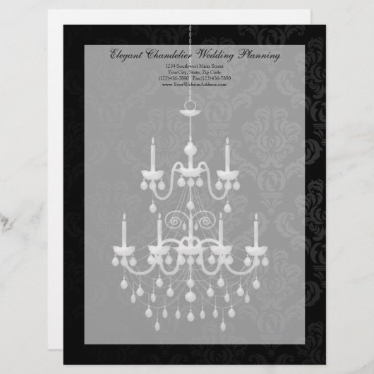Zwart met White Chandelier Silhouette Custom Briefhoofd (Voorkant / Achterkant)
