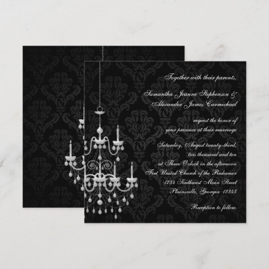 Zwart met White Chandelier Silhouette Kaart (Voorkant / Achterkant)