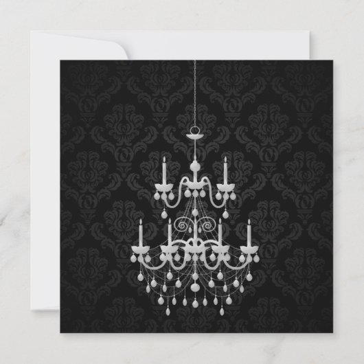 Zwart met White Chandelier Silhouette Kaart (Achterkant)