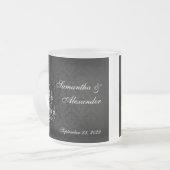 Zwart met White Chandelier Silhouette Matglas Koffiemok (Voorkant links)