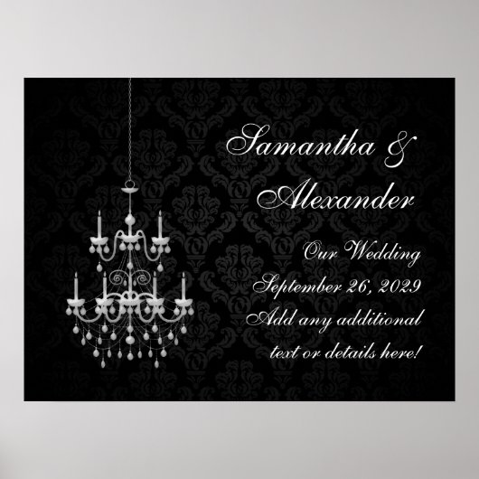 Zwart met White Chandelier Silhouette Poster (Voorkant)