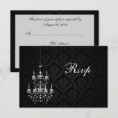Zwart met White Chandelier Silhouette RSVP Kaartje (Voorkant / Achterkant)