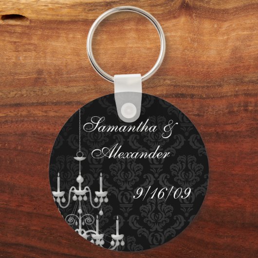 Zwart met White Chandelier Silhouette Sleutelhanger (Voorkant)