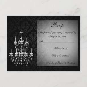 Zwart met White Chandelier Silhouette Uitnodiging Briefkaart