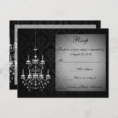 Zwart met White Chandelier Silhouette Uitnodiging Briefkaart (Voorkant / Achterkant)