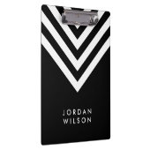 Zwart met White Chevron Modern minimalist Klembord (Rechts)