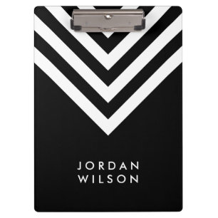 Zwart met White Chevron Modern minimalist Klembord