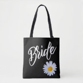 Zwart met White Daisy Bride Tote Bag (Voorkant)