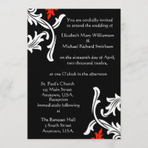 Zwart met White en Red Damask Wedding