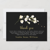 Zwart met White Flowers Floral Bedankkaart (Voorkant)