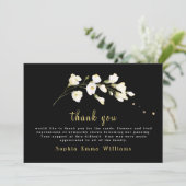 Zwart met White Flowers Floral Bedankkaart (Staand voorkant)