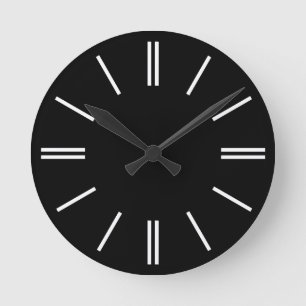 Zwart met White Hour Lines Moderne wandklok