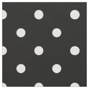 Zwart met White Polka Dots Cotton Fabric. Stof