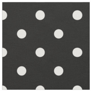 Zwart met White Polka Dots Cotton Fabric. Stof