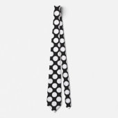 Zwart met White Polka Dots Retro Stropdas (Voorkant)