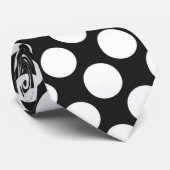 Zwart met White Polka Dots Retro Stropdas (Opgerold)