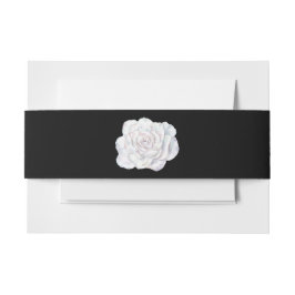 Zwart met White Rose Invitation Belly Band Uitnodigingen Wikkel