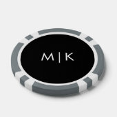 Zwart met Wit | Modern Monogram Poker Chips (Enkel)