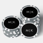 Zwart met Wit | Modern Monogram Poker Chips (Opstapeling)