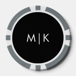 Zwart met Wit Modern Monogram Poker Chips
