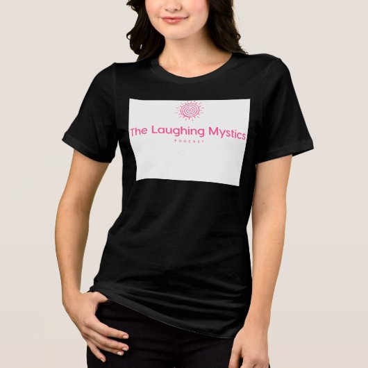 Zwart met wit onder druk T-shirt (Voorkant)