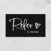 Zwart met wit script en hart | aanbevelingskaartje (Voorkant)