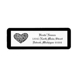 Zwart met wit Zwemerig Hart - Return Address Label