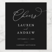 Zwart met witte bruiloft wijn label etiket (Enkel label)