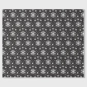 ZWART MET WITTE CHRISTMAS HOLIDAY SNOWFLAKS CADEAUPAPIER (Vlak)
