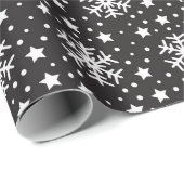 ZWART MET WITTE CHRISTMAS HOLIDAY SNOWFLAKS CADEAUPAPIER (Rol Hoek)