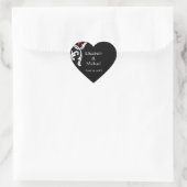 Zwart met witte damast bruiloft envelop afdichting hart sticker (Tas)