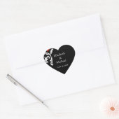 Zwart met witte damast bruiloft envelop afdichting hart sticker (Envelop)