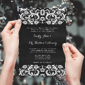 Zwart met witte damast kant Oudhollandse trouw Kaart