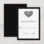 Zwart met Witte Draaikolk Hart - RSVP Kaart (Voorkant / Achterkant)