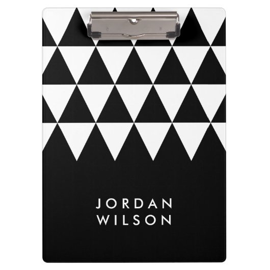 Zwart met witte driehoek Modern minimalistisch Klembord (Voorkant)
