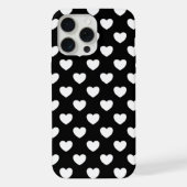 Zwart met witte harten iPhone hoesje (Achterkant)