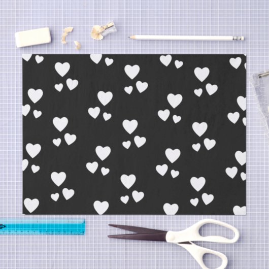 Zwart met witte harten tissuepapier (Craft)