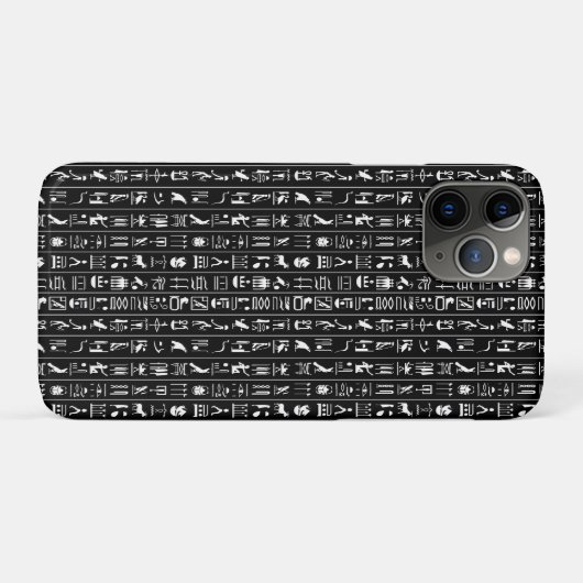 Zwart met witte Hieroglyphs Case-Mate iPhone Case (Achterkant (horizontaal))