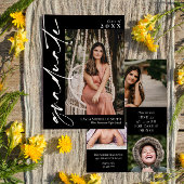 Zwart met witte kalligrafie Foto Afstuderen Kaart