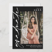 Zwart met witte kalligrafie Foto Afstuderen Kaart (Voorkant)