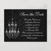 Zwart met witte kroonluchter Save the Date Aankondigingskaart (Voorkant)