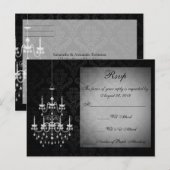 Zwart met witte kroonluchter silhouet uitnodiging briefkaart (Voorkant / Achterkant)