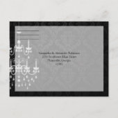 Zwart met witte kroonluchter silhouet uitnodiging briefkaart (Achterkant)