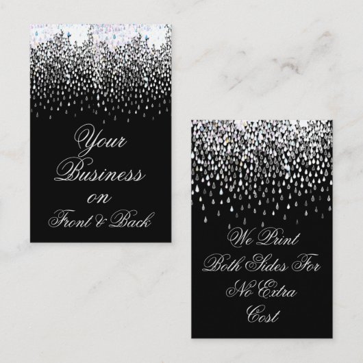 Zwart met witte neerslag op verticale Sjabloon Visitekaartje (Voorkant / Achterkant)