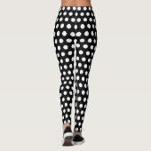 Zwart met witte Polka Dots Patroon Leggings (Achterkant)
